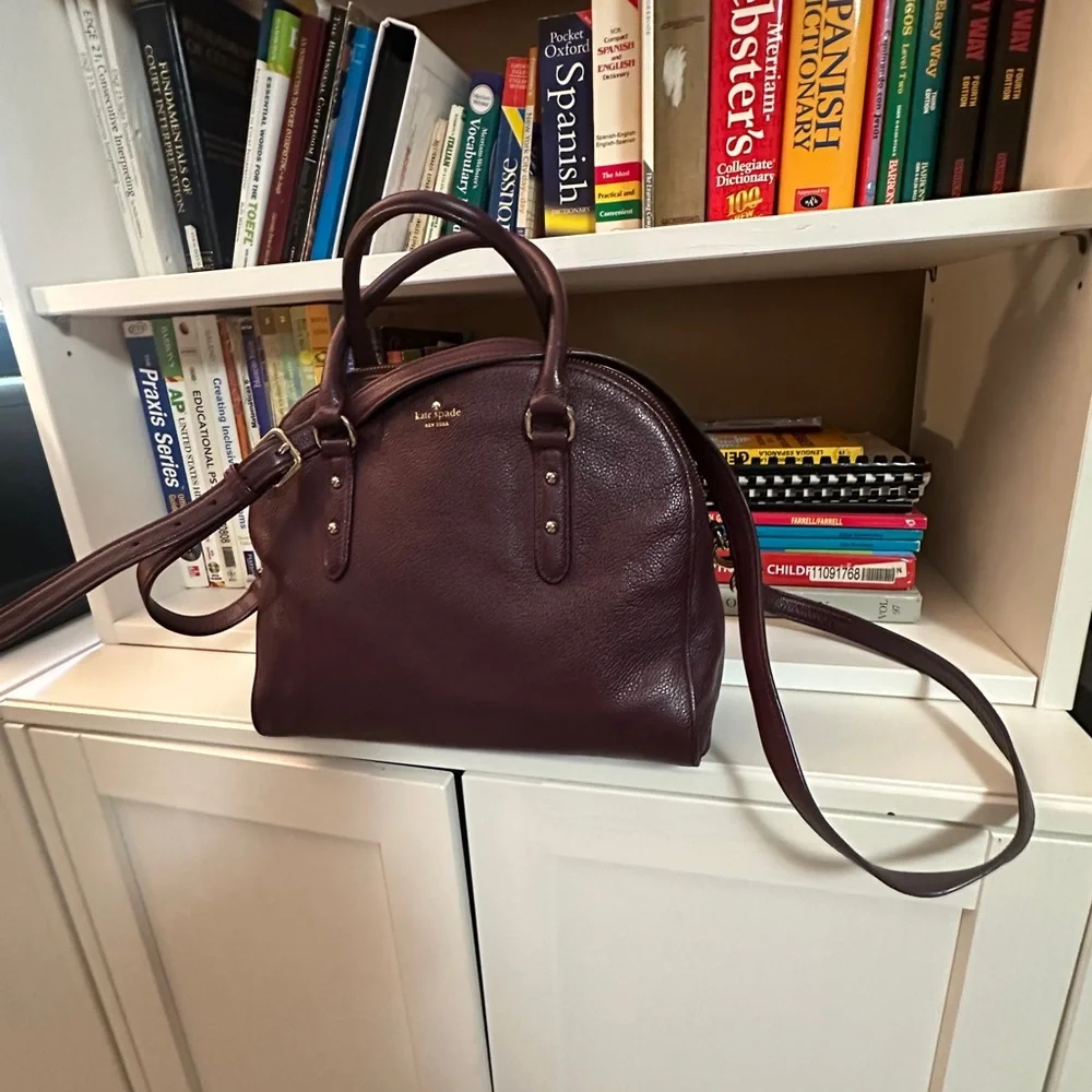 kate spade Plum Leather Dome Satchel with Gold Hardware